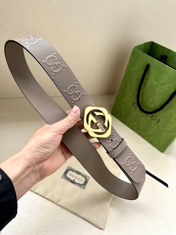 GUCCI Embellished coated-canvas and leather belt 'Dark Grey'