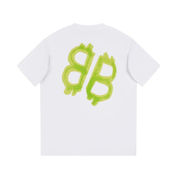 Balenciaga White & Green T-Shirt Without Collar