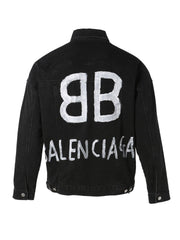 Balenciaga BB Sprayed Denim Jacket Large Fit 'Dark Grey White'