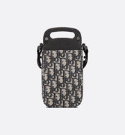 Saddle Vertical Pouch with Strap Beige and Black Dior Oblique Jacquard with Black Grained Calfskin