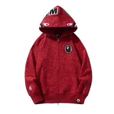BAPE Line Camo Shark Full Zip Hoodie A Bathing Ape 'Red'
