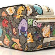 Gucci X PIKARAR GG Supreme Monogram Textured Dollar Calfskin Animal Print Retro Interlocking G Multi-Function Bag Beige Ebony Multicolor Mystic White