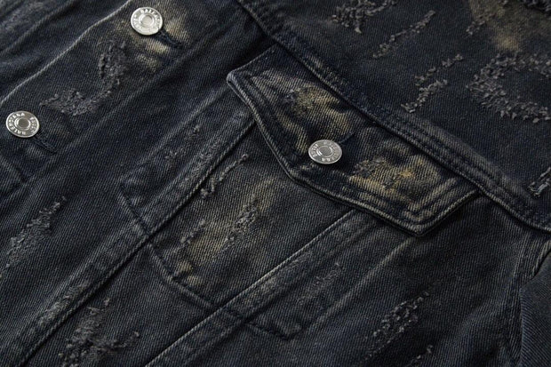 Balenciaga Oversized Distressed Denim Jacket - Black