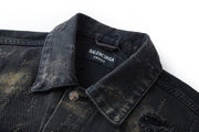 Balenciaga Oversized Distressed Denim Jacket - Black