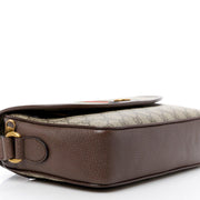 Gucci GG Supreme Monogram Textured Dollar Calfskin Ophidia Flap Shoulder Bag Beige Ebony New Acero