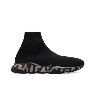 Balenciaga Speed Graffiti Trainers Black Dark Beige