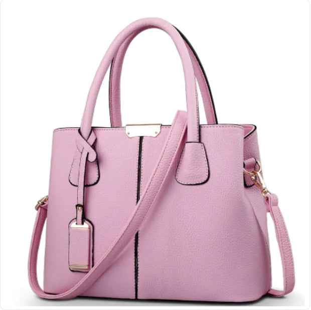 Elegant Blue Faux Leather Tote