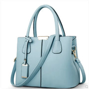 Elegant Blue Faux Leather Tote