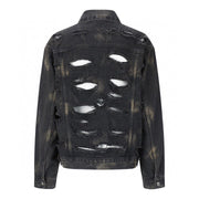 Balenciaga Oversized Distressed Denim Jacket - Black