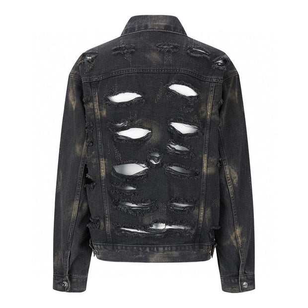 Balenciaga Oversized Distressed Denim Jacket - Black