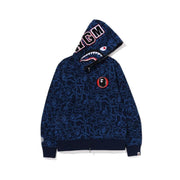 BAPE Line Camo Shark Full Zip Hoodie A Bathing Ape 'Navy'