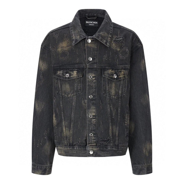 Balenciaga Oversized Distressed Denim Jacket - Black