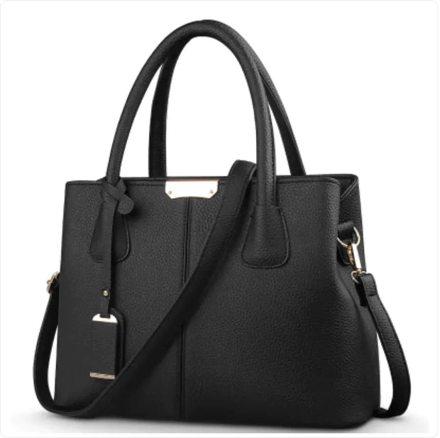 Elegant Blue Faux Leather Tote