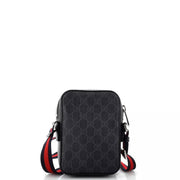 Gucci Web Strap Front Zip Messenger Bag GG Coated Canvas